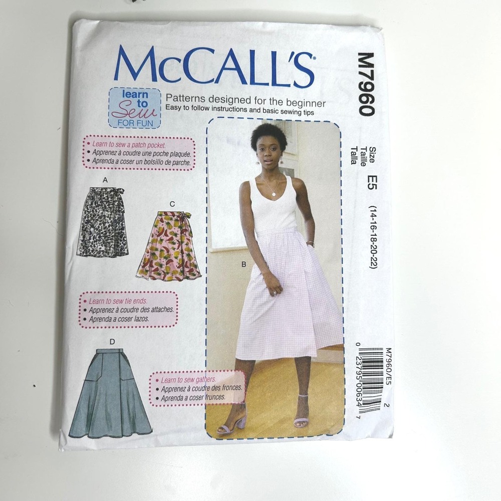 McCall's M7960 UNCUT Sewing Pattern Learn to Sew for Fun Skirt Size E5